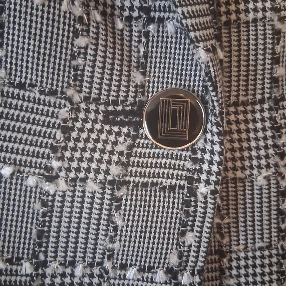 Karl Lagerfeld Paris Plaid Black and Gray Blazer Size 12 NWOT P2P 20